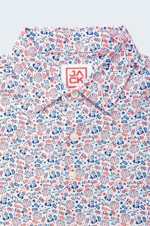 Patterned shirt with 'Jack' logo on a white background