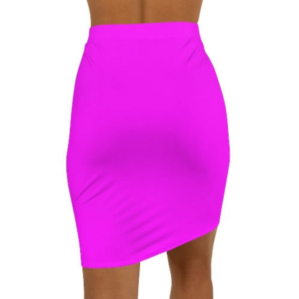 Magenta Pink Pencil Stretch Mini Skirt