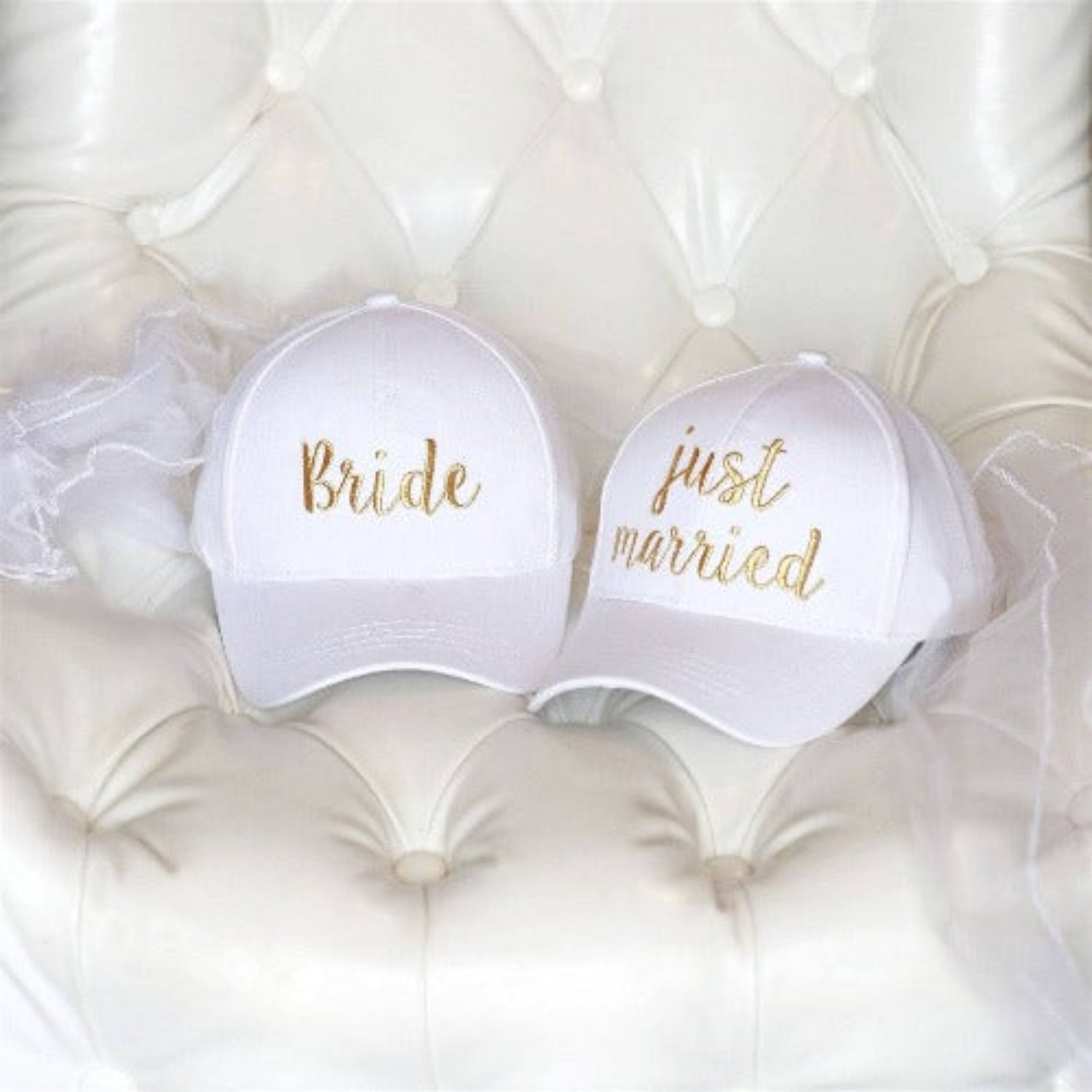 Just Married Bridal Veil Cap