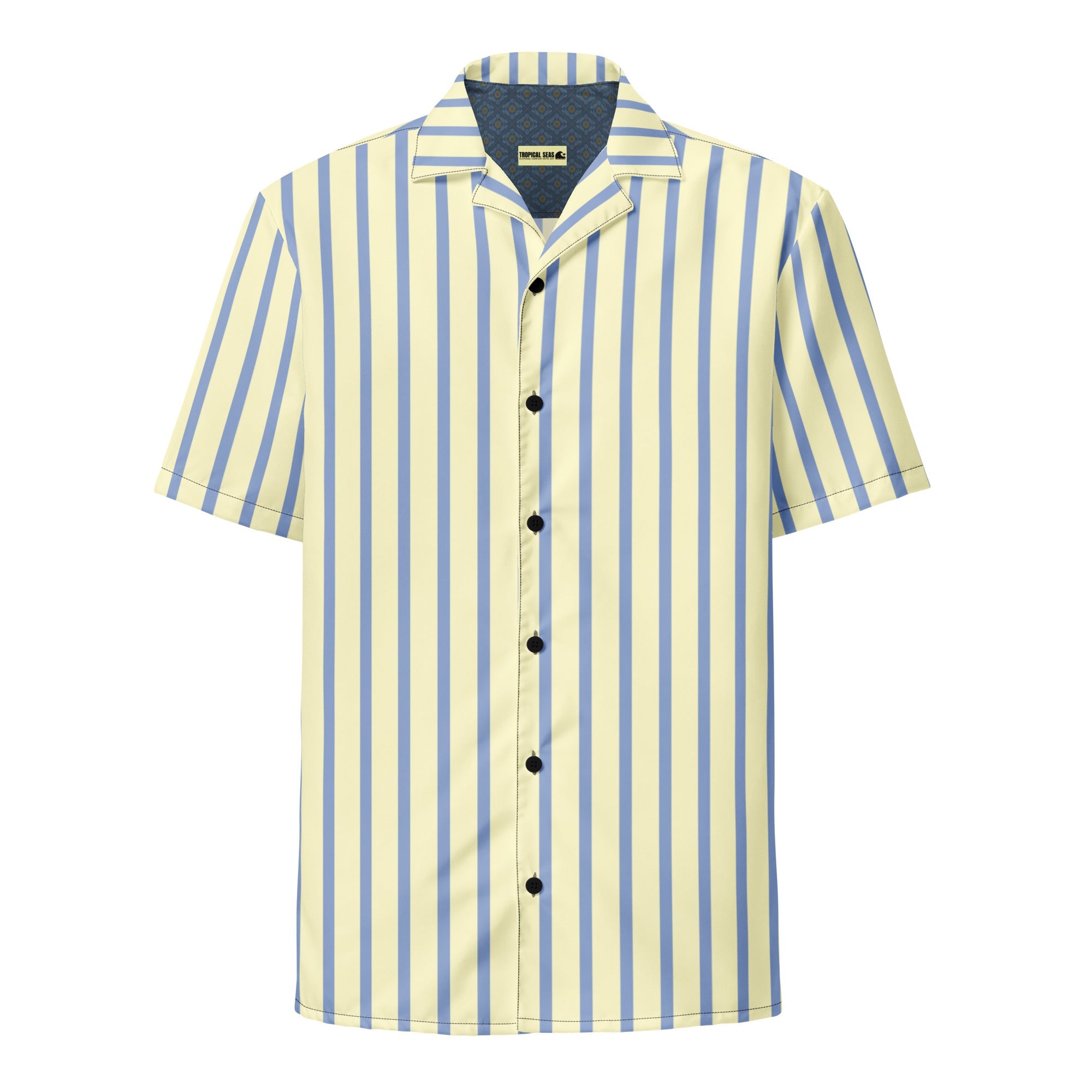 Mellow Yellow an Marlin Blue Striped Button-Down Camp Shirt