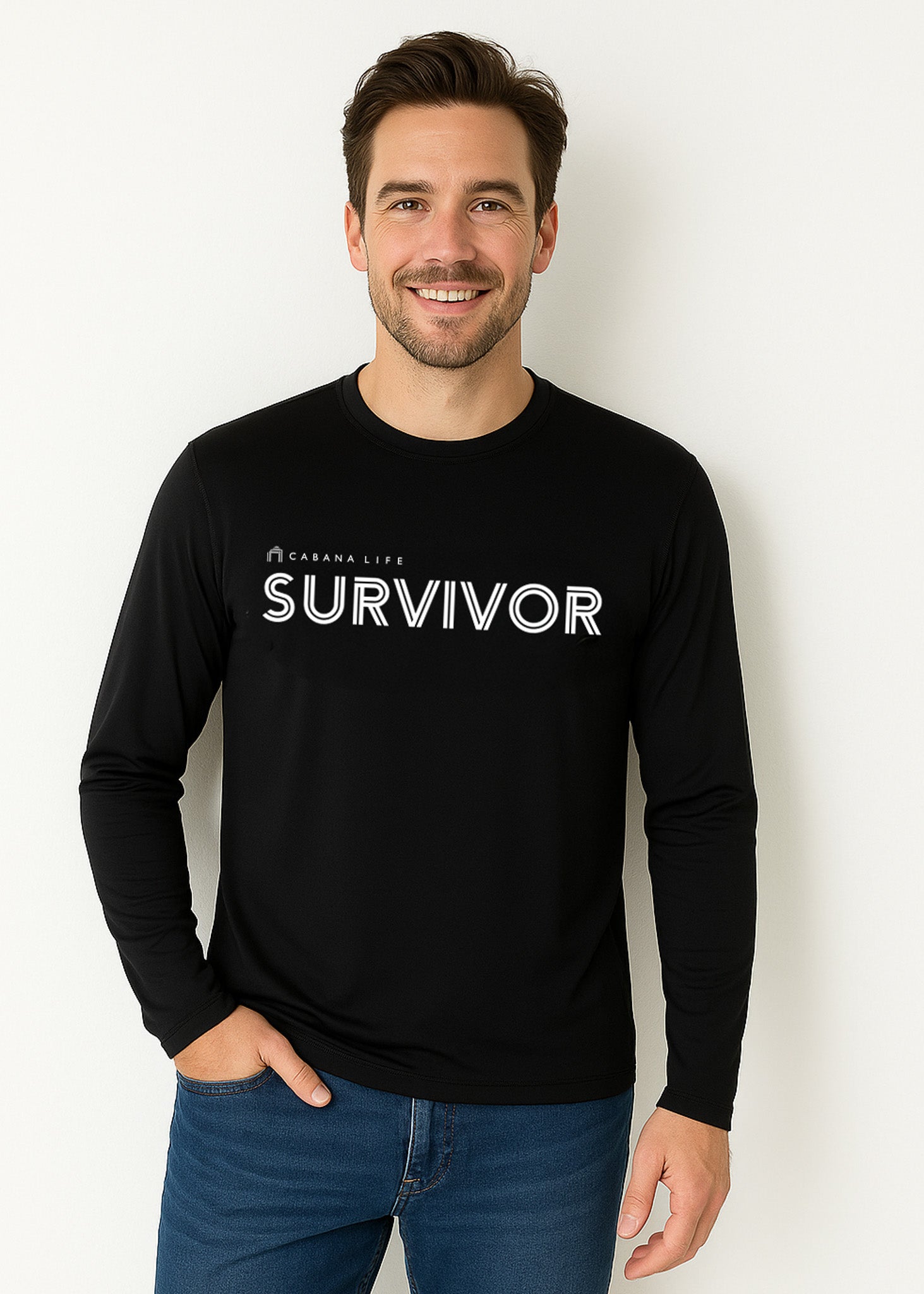 Cabana Life Black Unisex Long Sleeve Survivor Performance Shirt