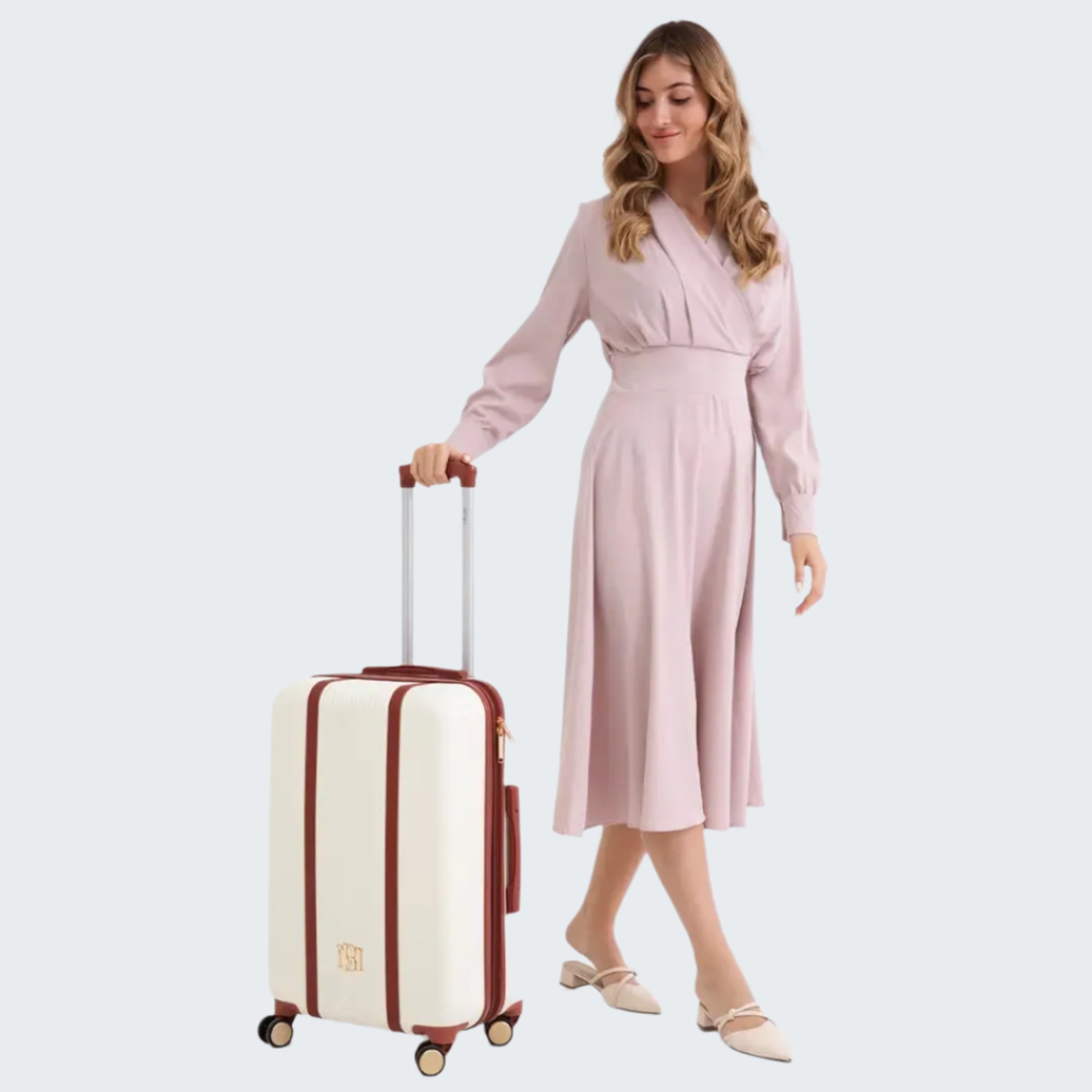 Mia 3 Piece Expandable Retro Luggage Set