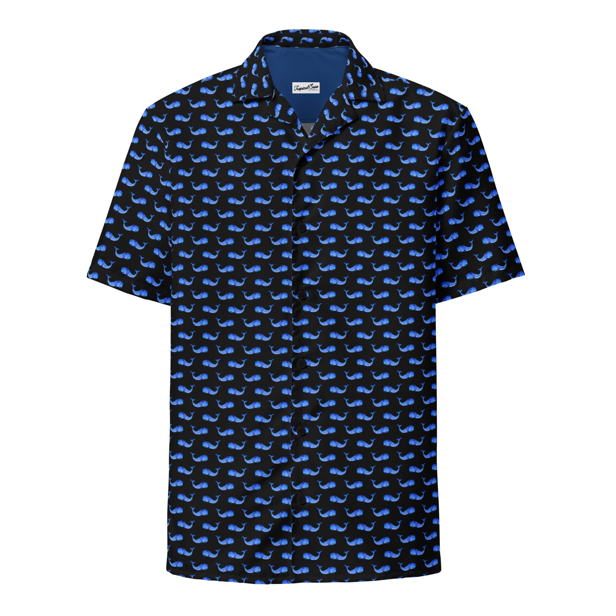 Midnight Whale Party Button Down Hawaiian Shirt