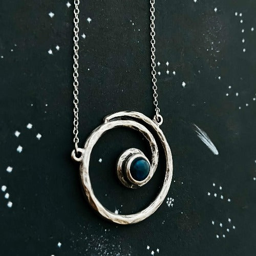 Milky Way Spiral Silver Necklace and Earrings