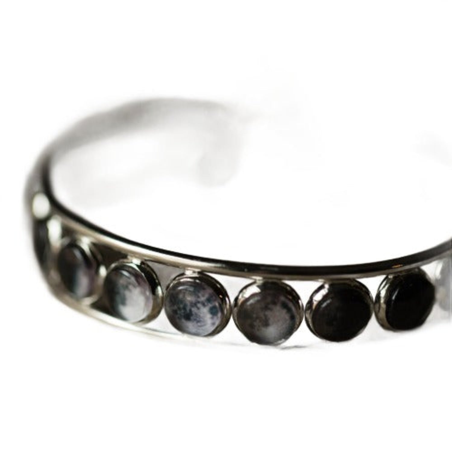 Moon Phase Silver Cuff Bracelet