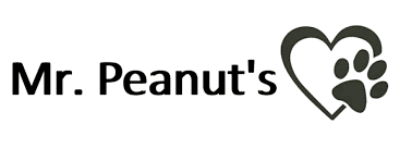 Logo of Mr. Peanut's with a heart and paw print on a white background