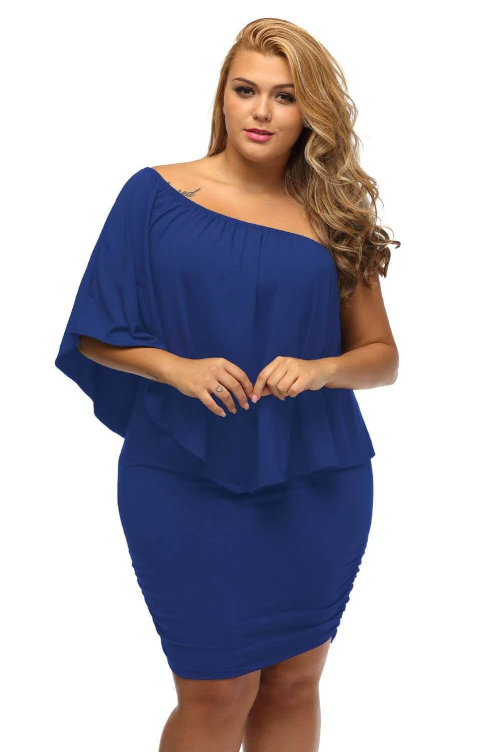 Multi-Way Layered Ruffle Blue Mini Dress