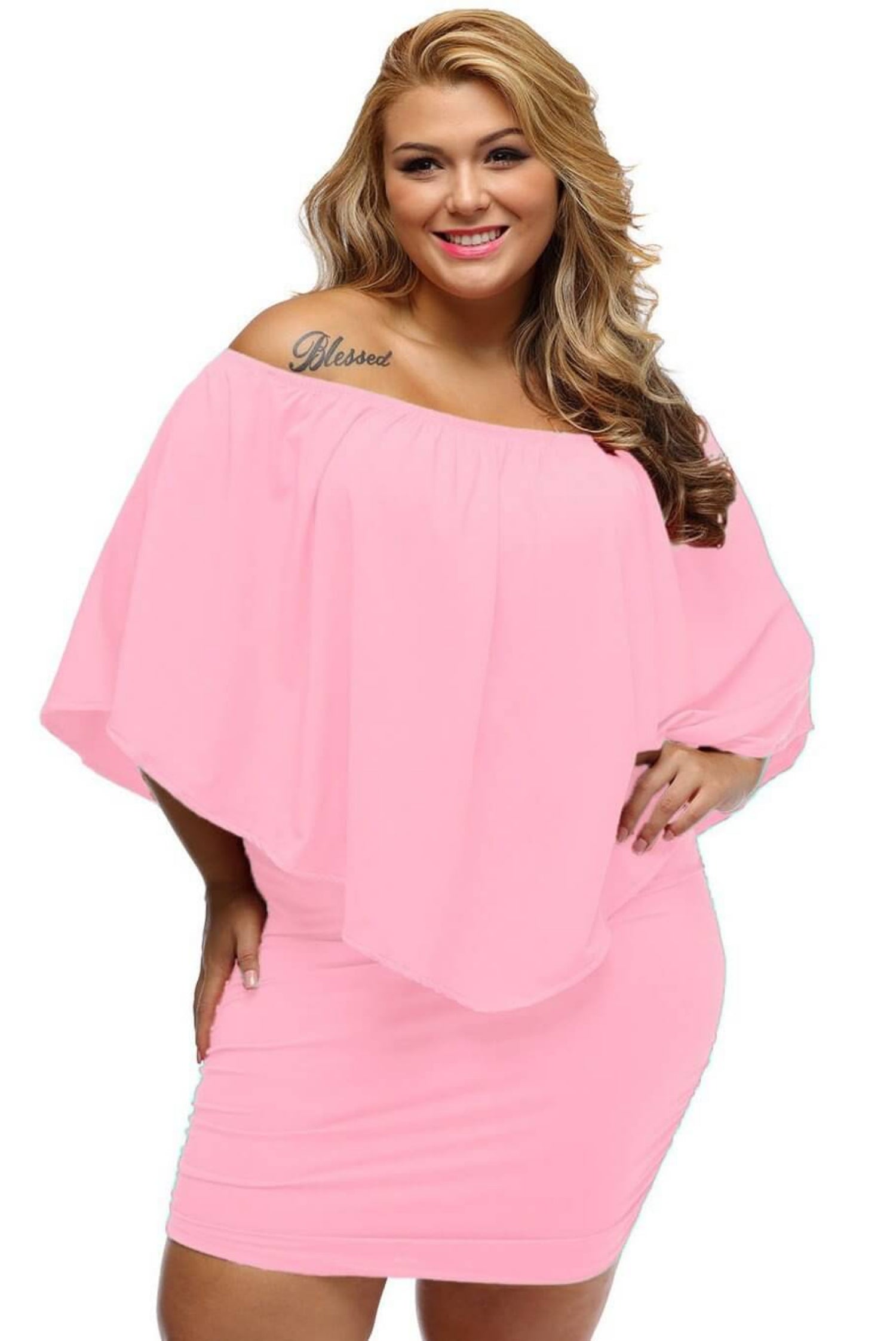 Multi-Way Layered Ruffle Pink Mini Party Dress