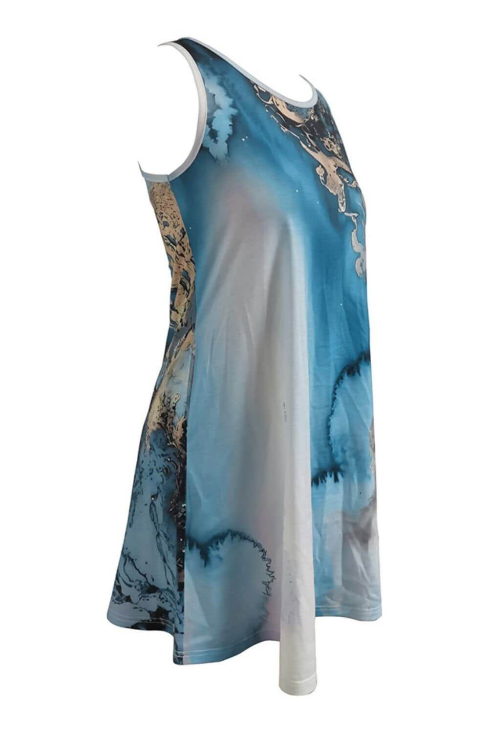 Multicolor Abstract Print Dress with Pockets