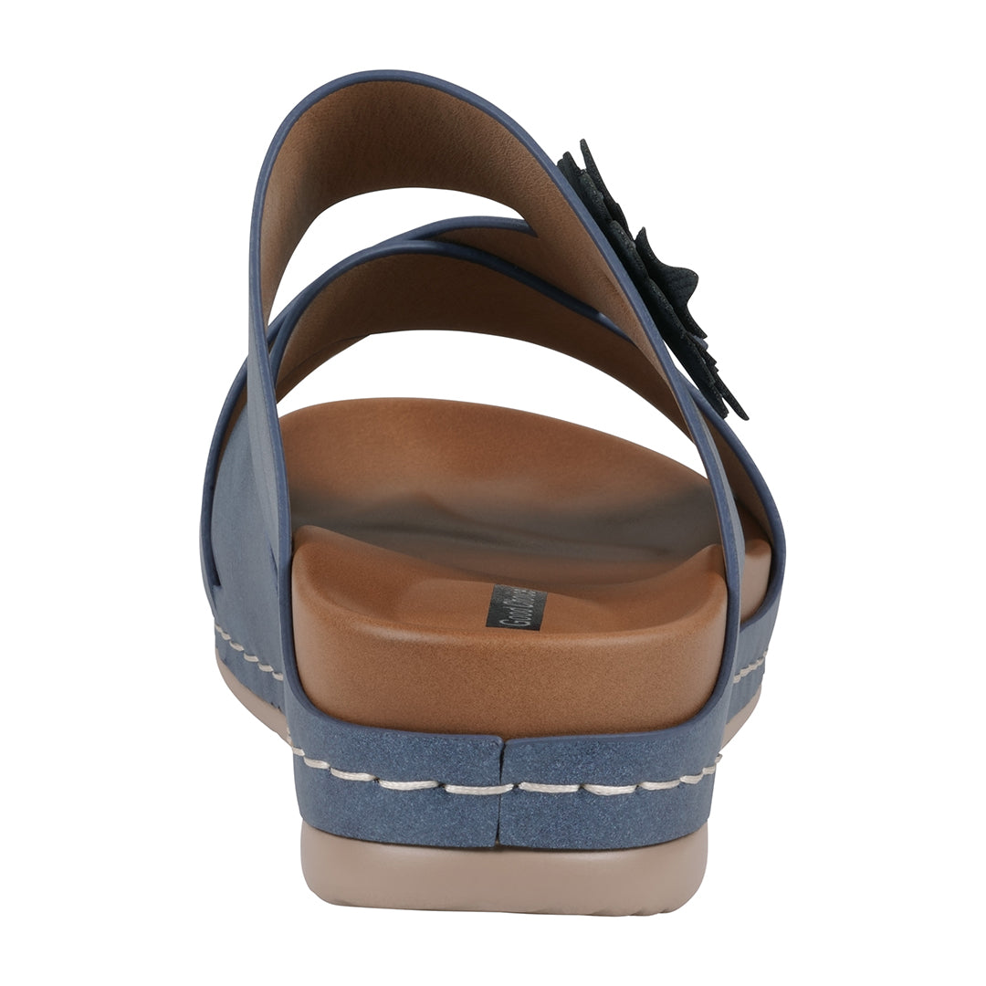 GC Shoes Women's Nessie Blue Flower Comfort Sandals