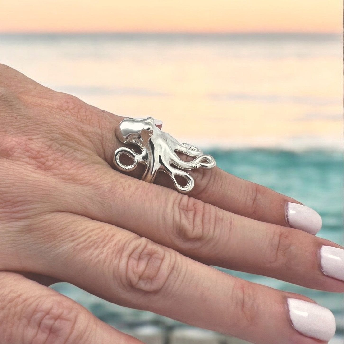 Adjustable Octopus Ring Sterling Silver