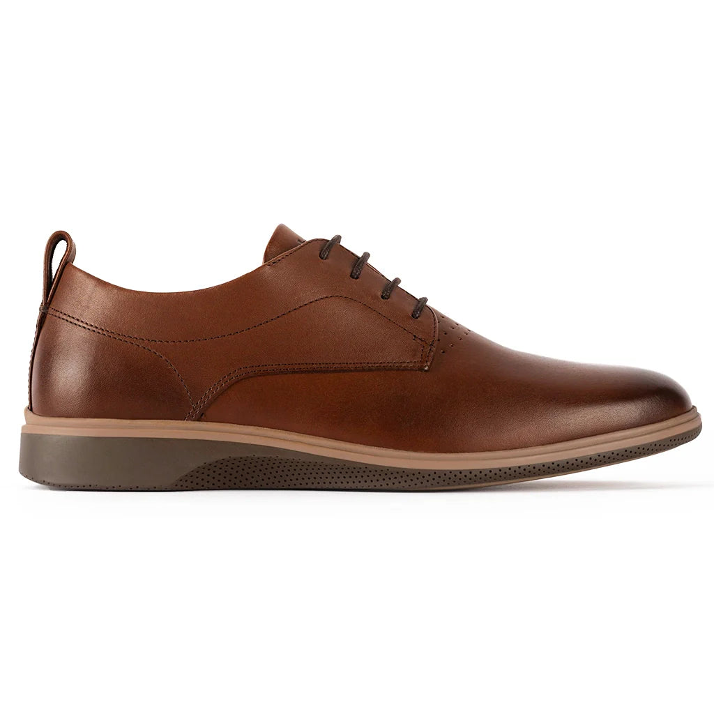 Brown leather shoe on a white background