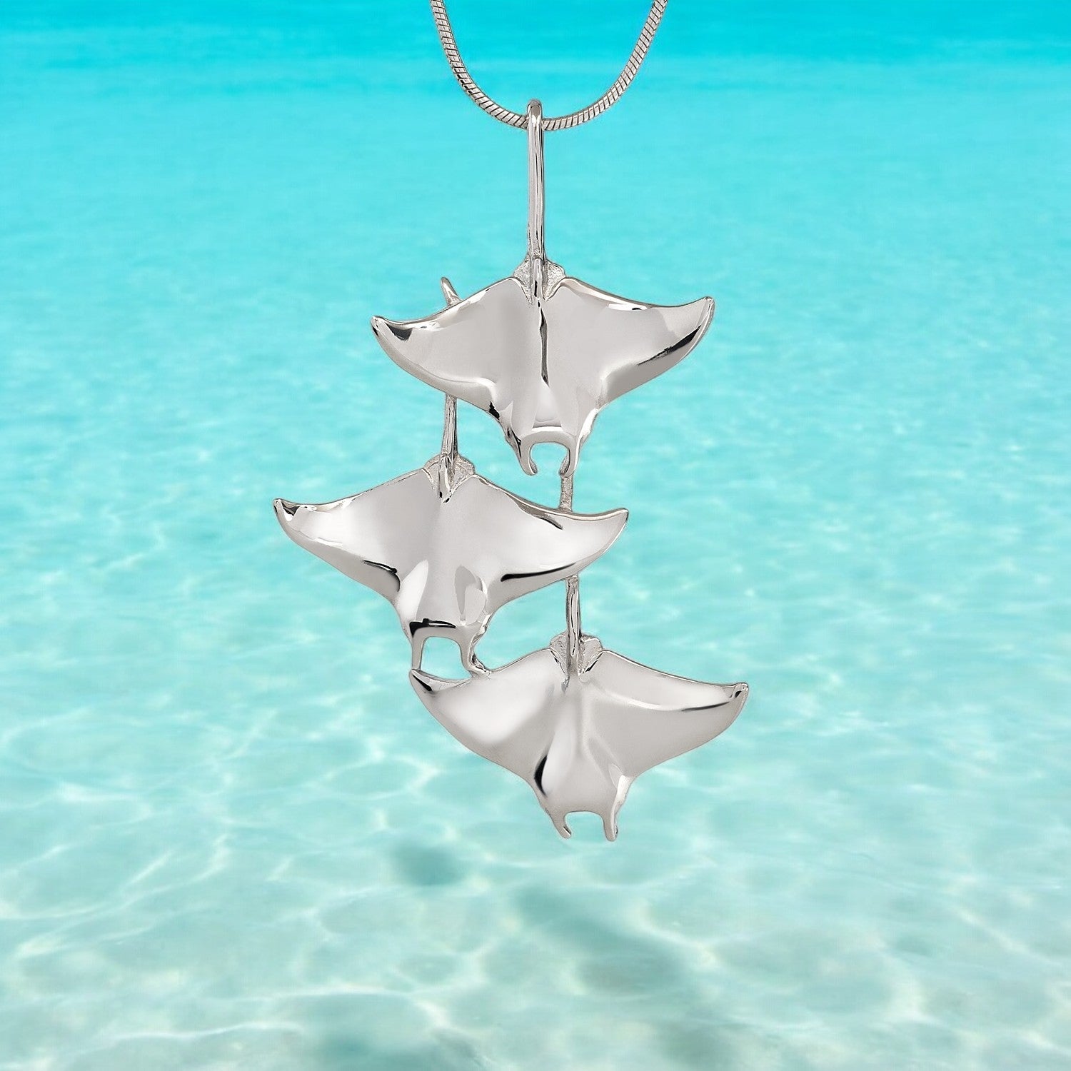 Stingray Necklace Sterling Silver Snake Chain