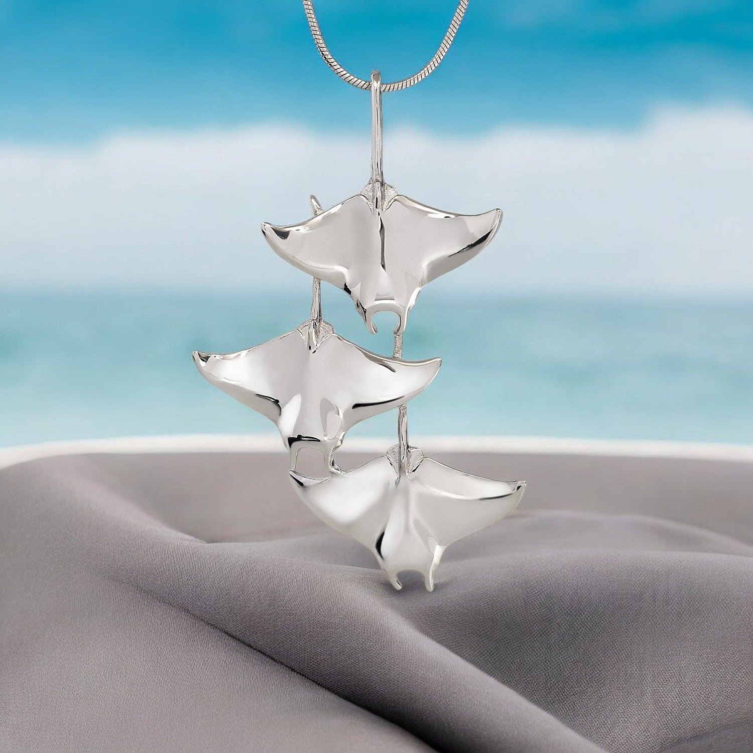 Stingray Necklace Sterling Silver Snake Chain