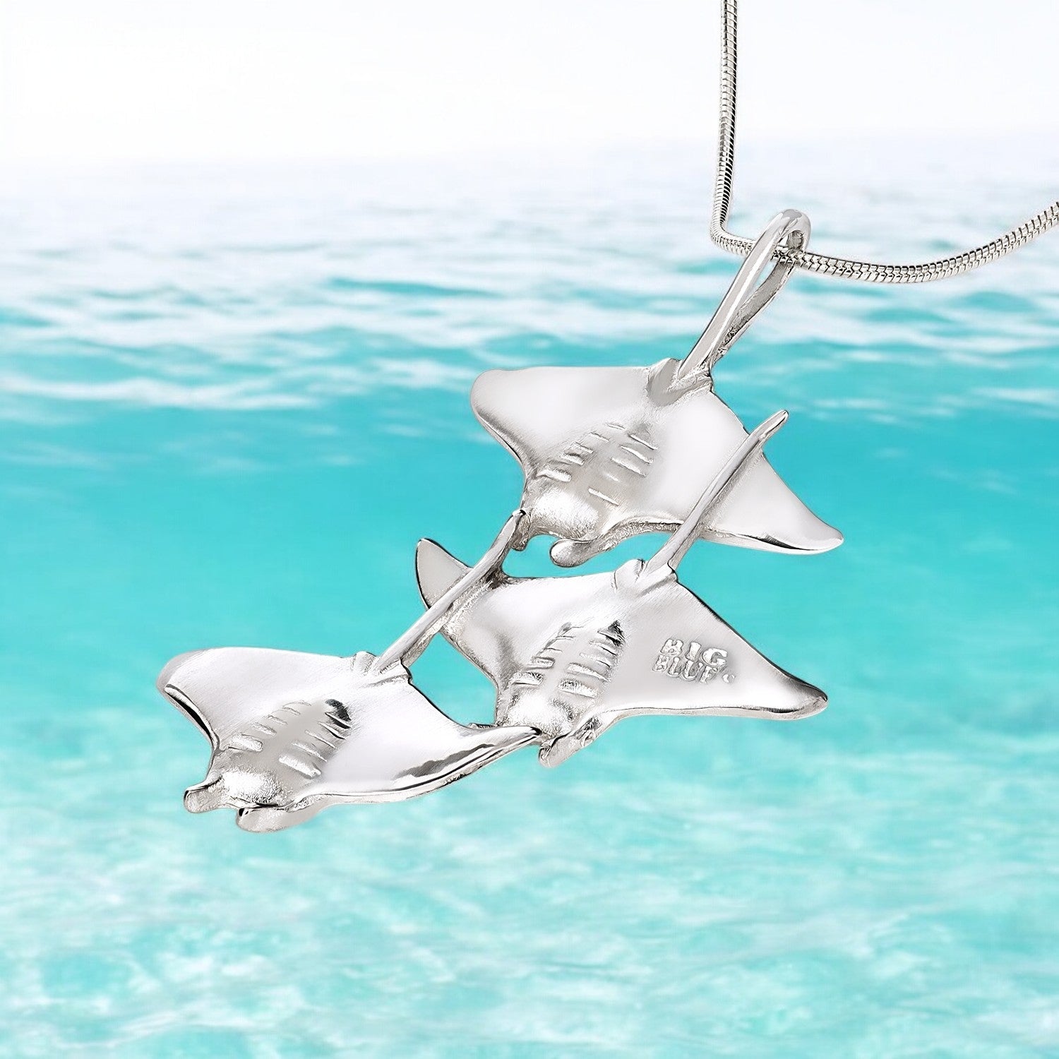 Stingray Necklace Sterling Silver Snake Chain