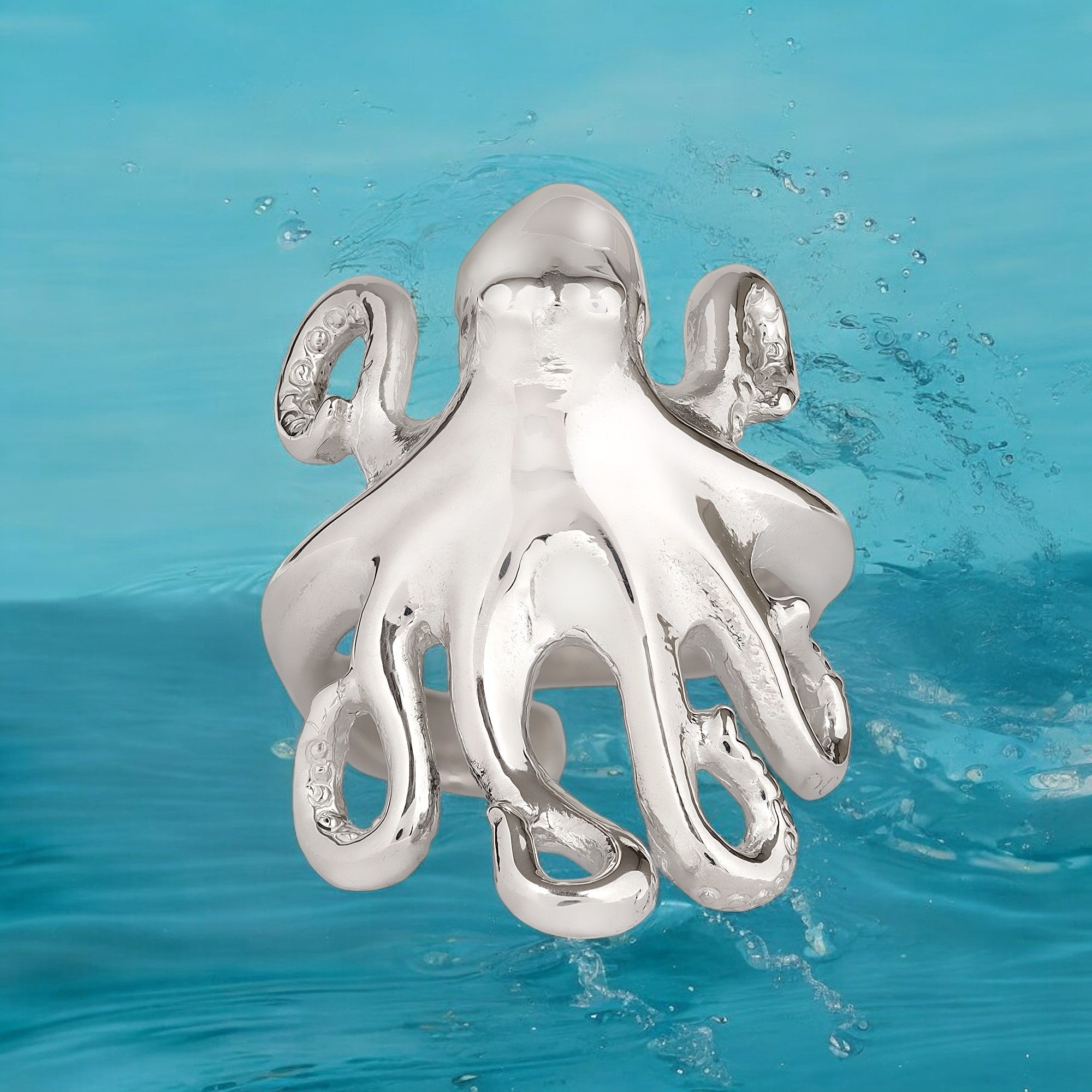 Adjustable Octopus Ring Sterling Silver