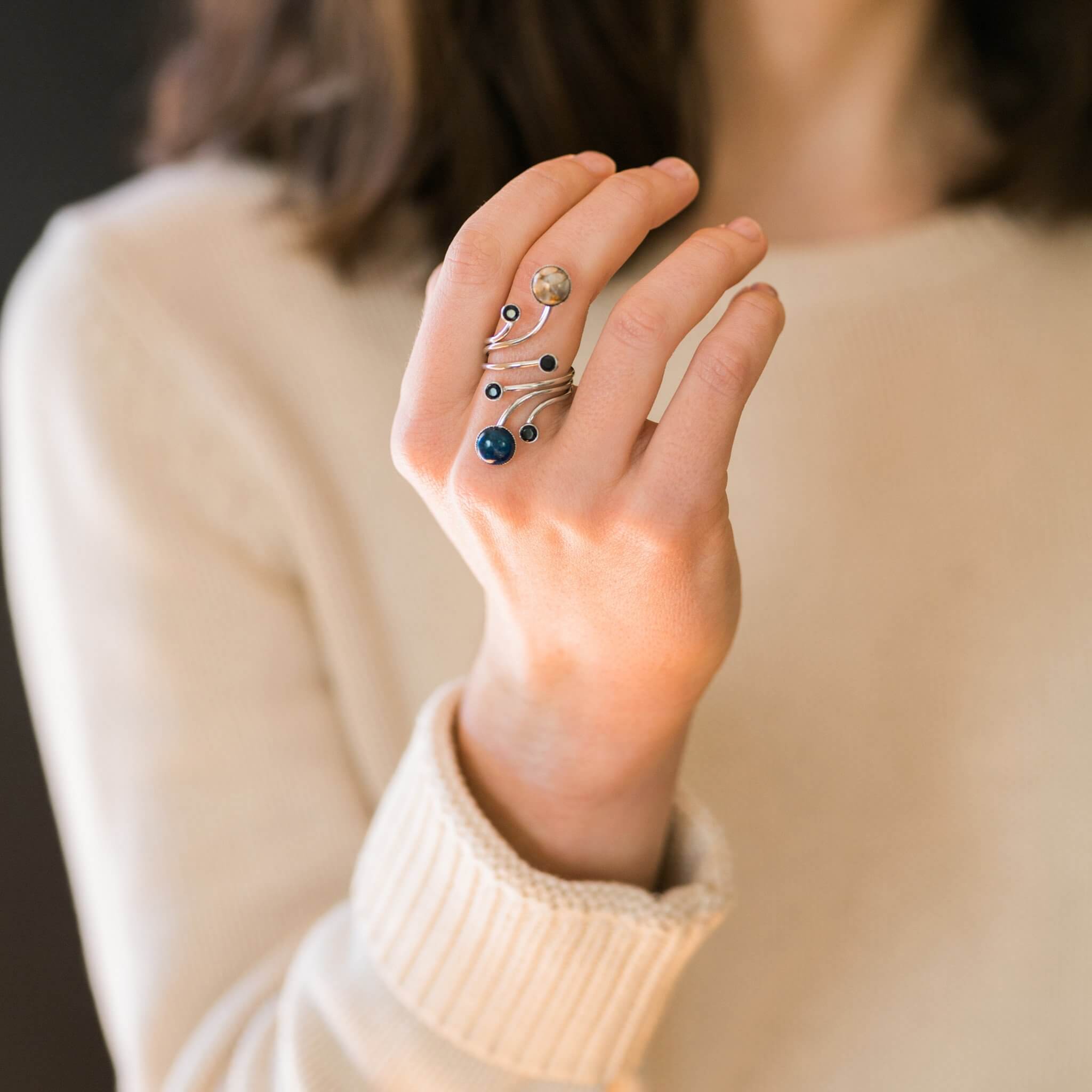 Orbit Ring with Natural Stones