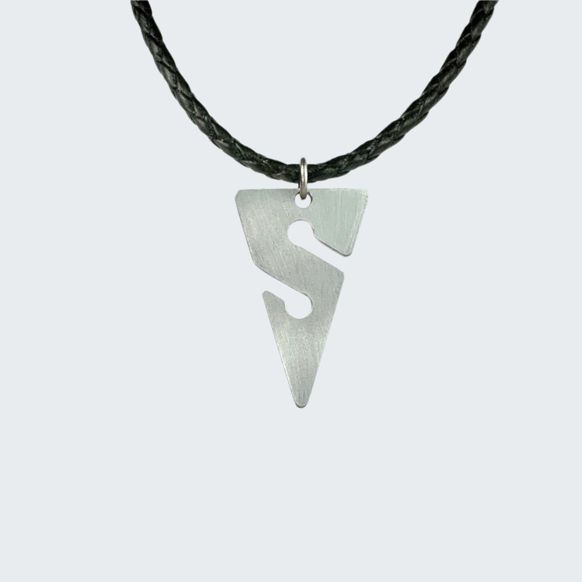 Necklace with a silver pendant on a white background