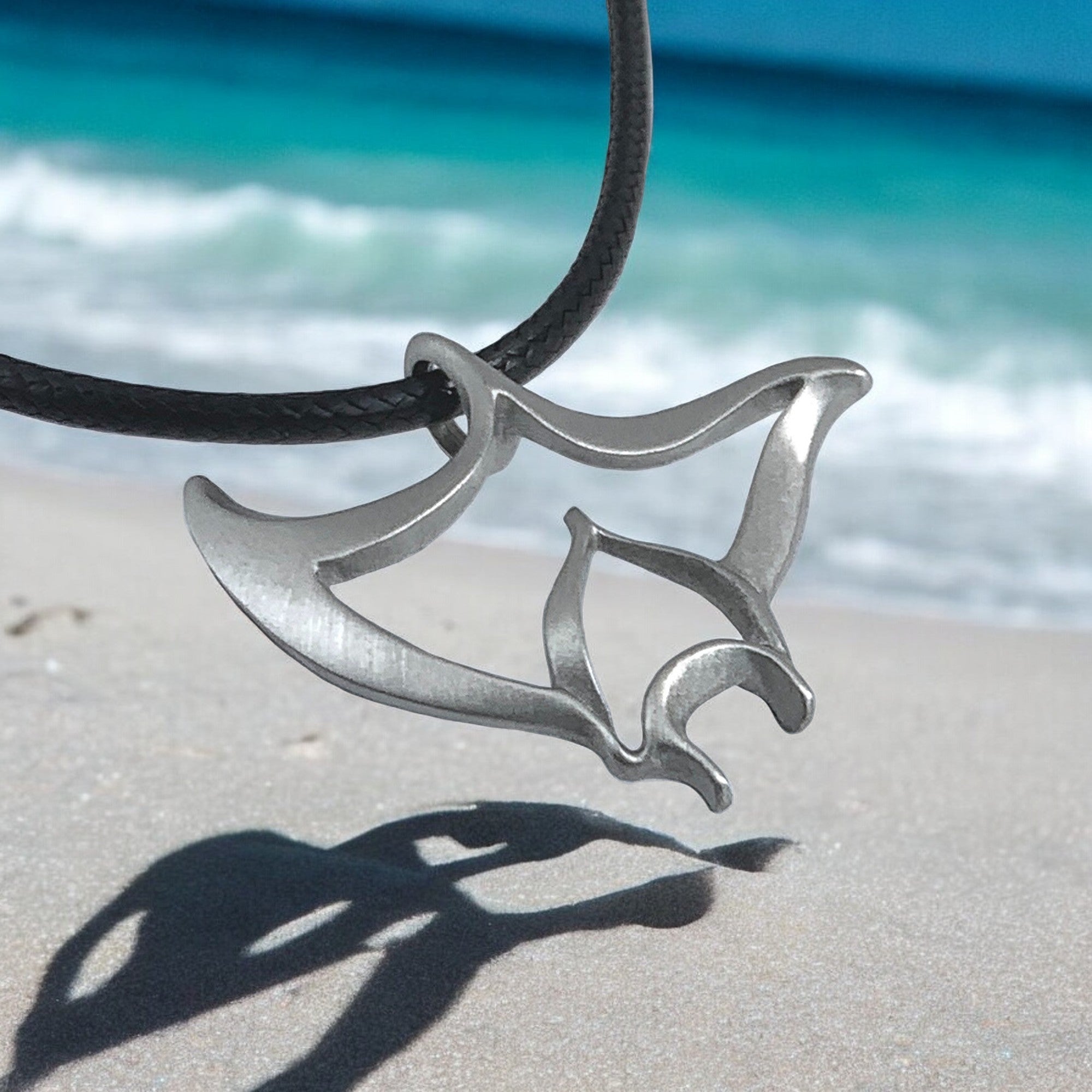 Manta Ray Necklace Pewter Pendant