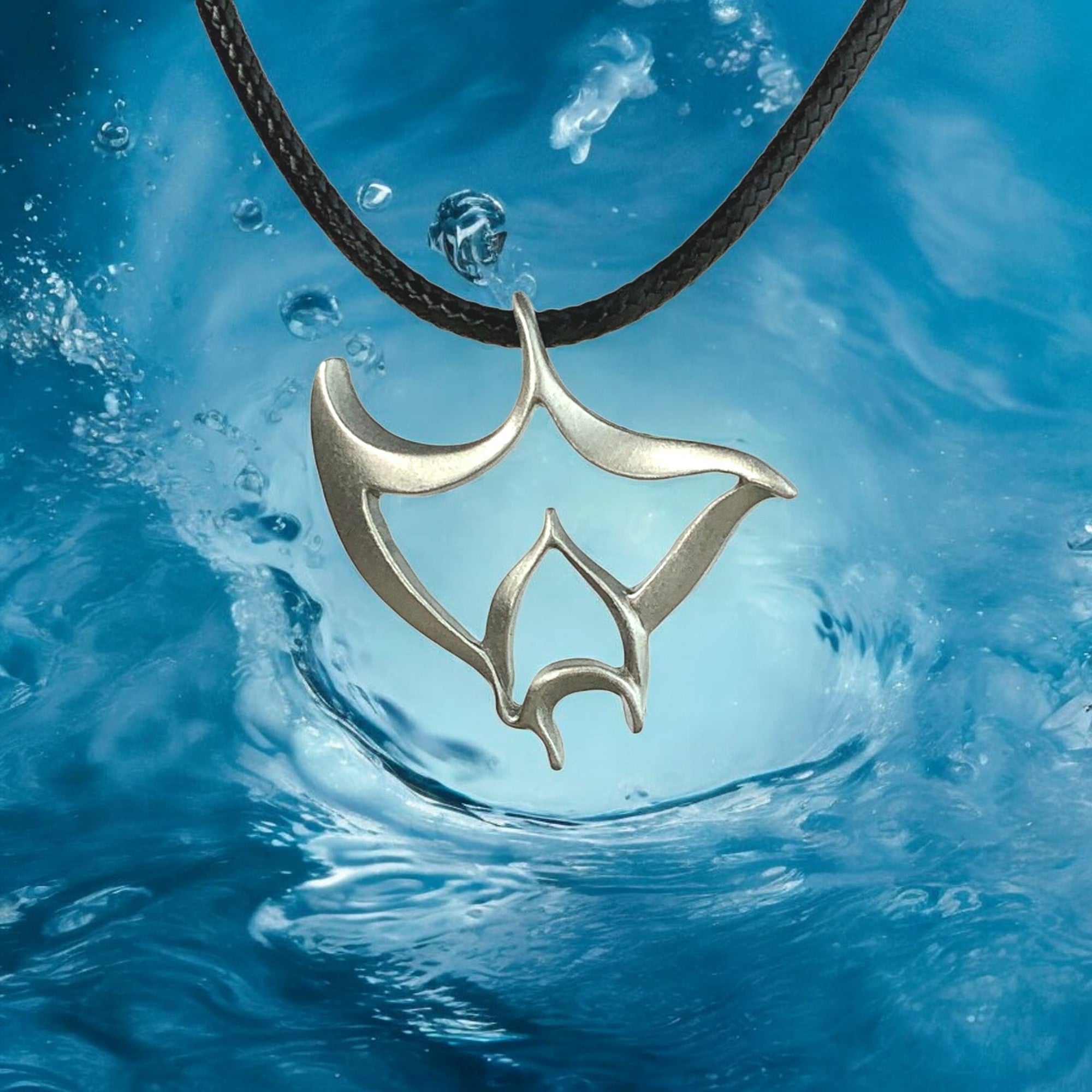 Manta Ray Necklace Pewter Pendant
