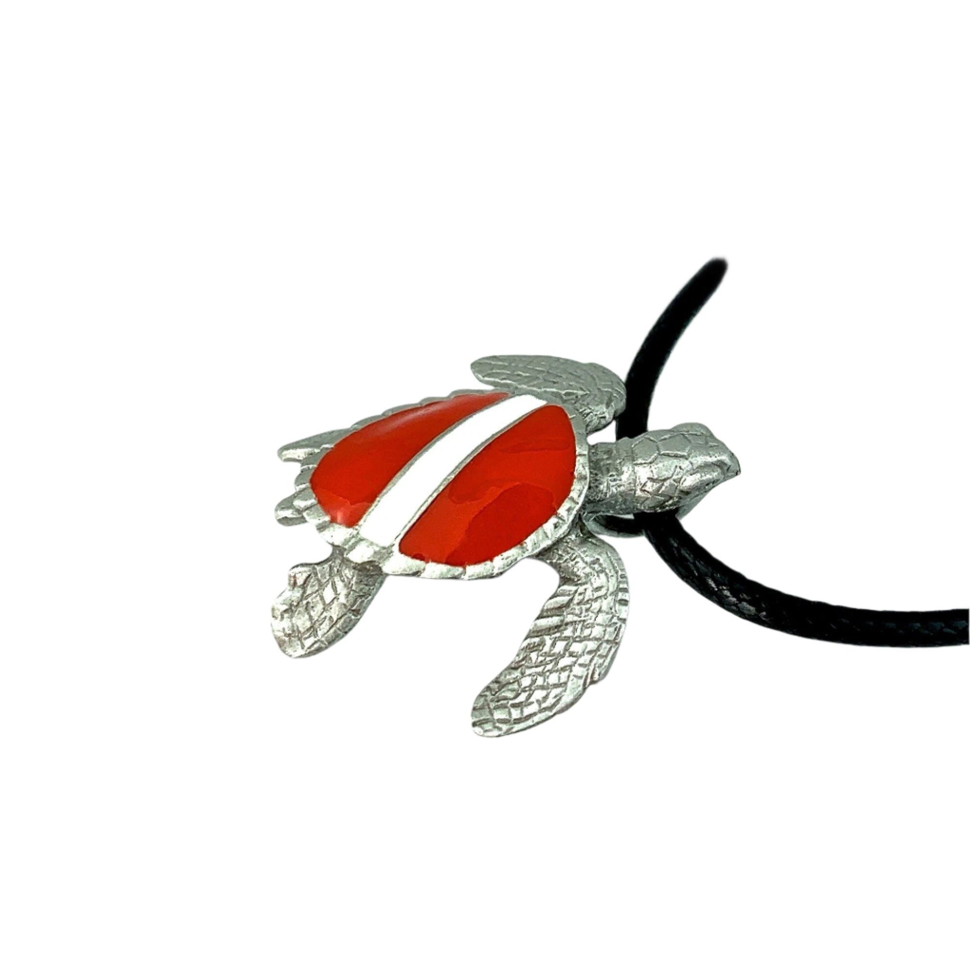 Sea Turtle Necklace Pendant with Dive Flag