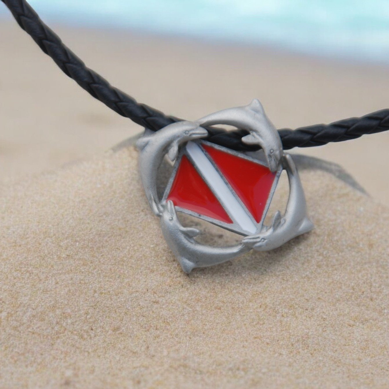 Dolphins Necklace with Dive Flag