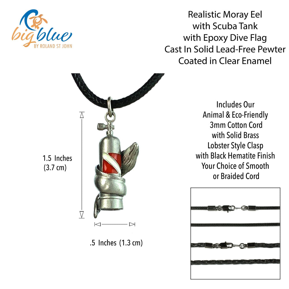 Moray Eel with Scuba Tank Necklace Silver
