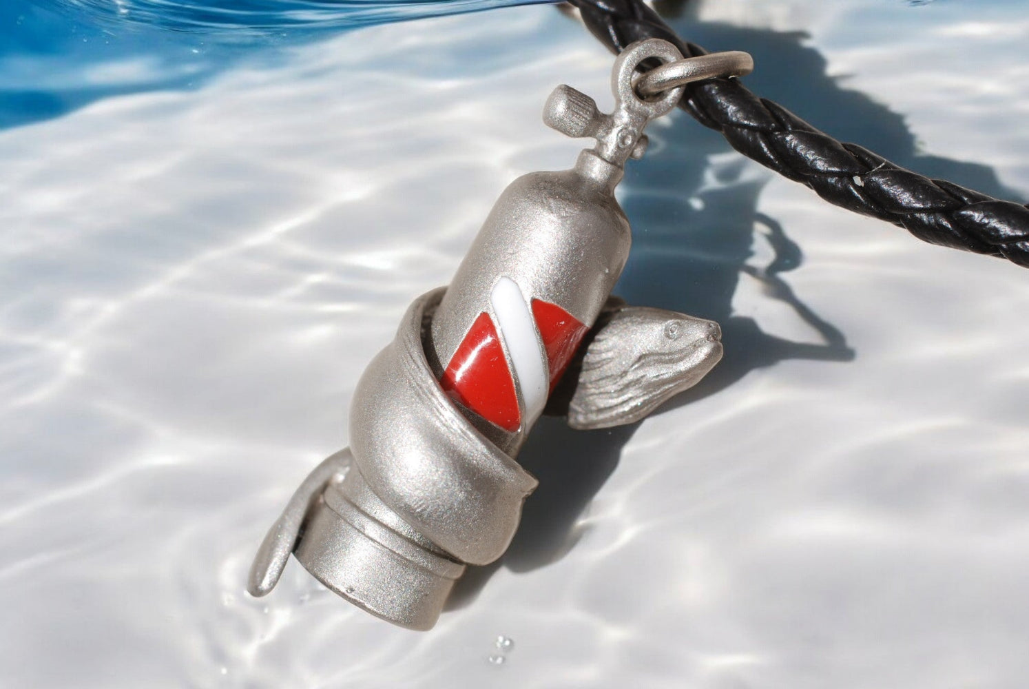 Moray Eel with Scuba Tank Necklace Silver