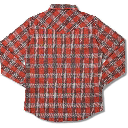 Red and gray plaid shirt on a white background
