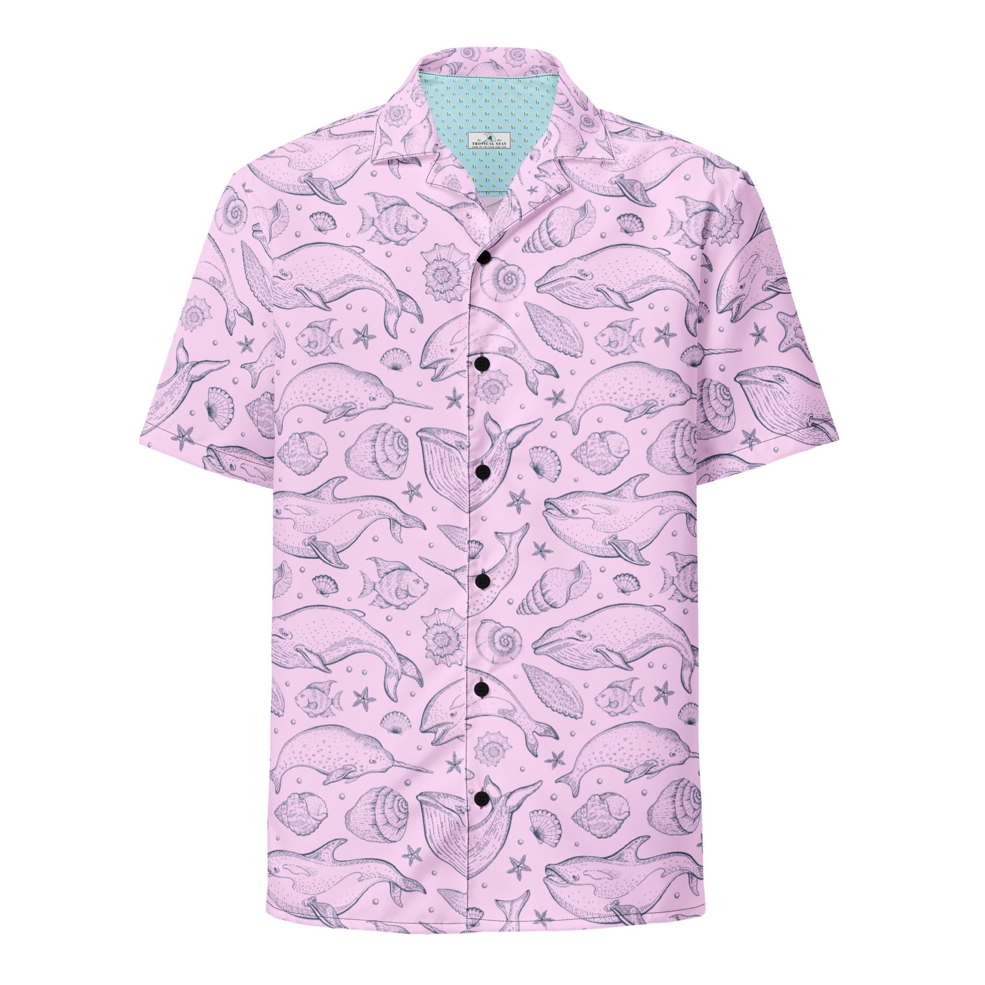 Pink Whale Pod Pattern Hawaiian Shirt 