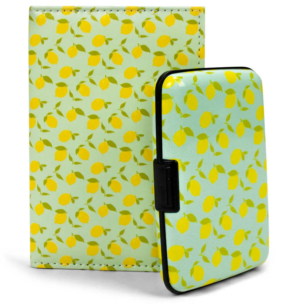 Notebook with lemon pattern on a light green background