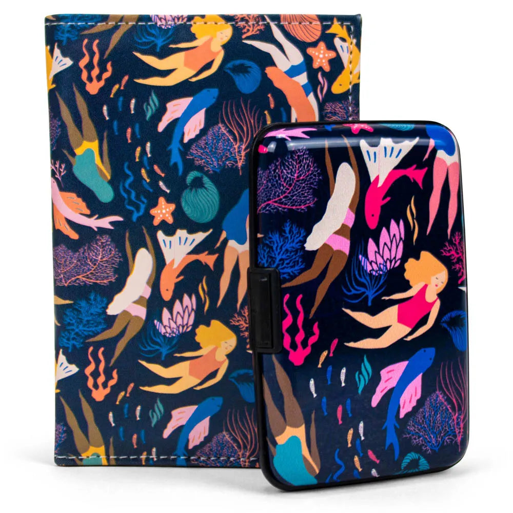 Colorful phone case with mermaid design on a white background