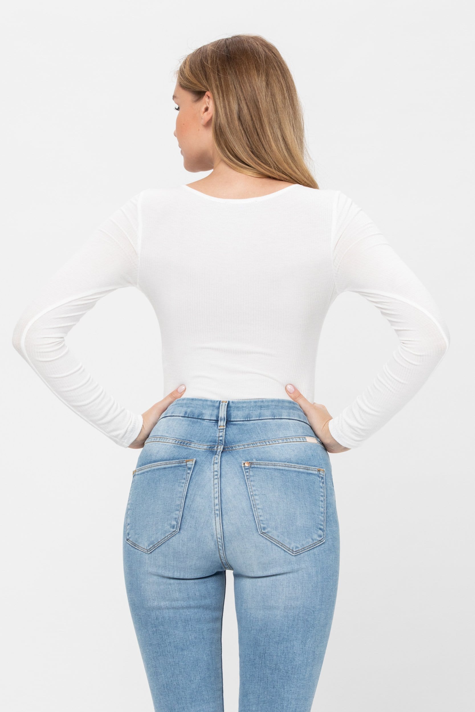 Long Sleeve Scoop Neck Ribbed Bodysuits