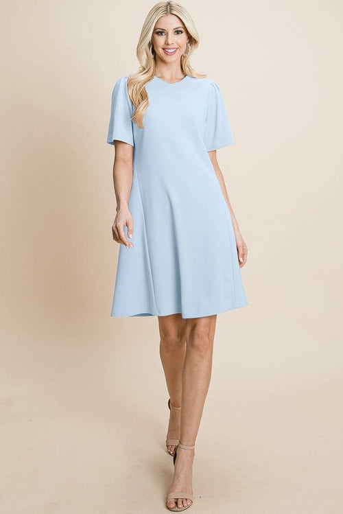 V-Neck Short Sleeve Shift Dress