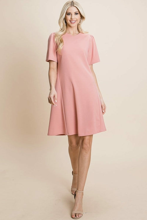 V-Neck Short Sleeve Shift Dress