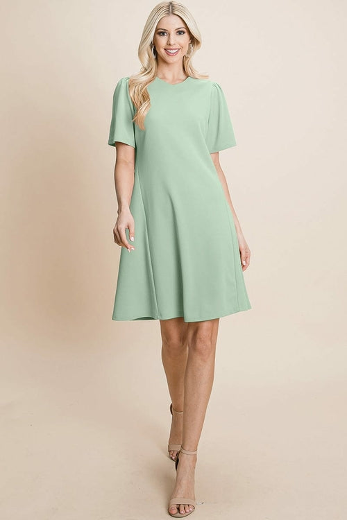V-Neck Short Sleeve Shift Dress