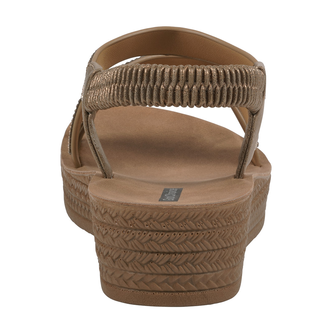 GC Shoes Women's Ruby Gold Embellished Cross Strap Wedge Sandals