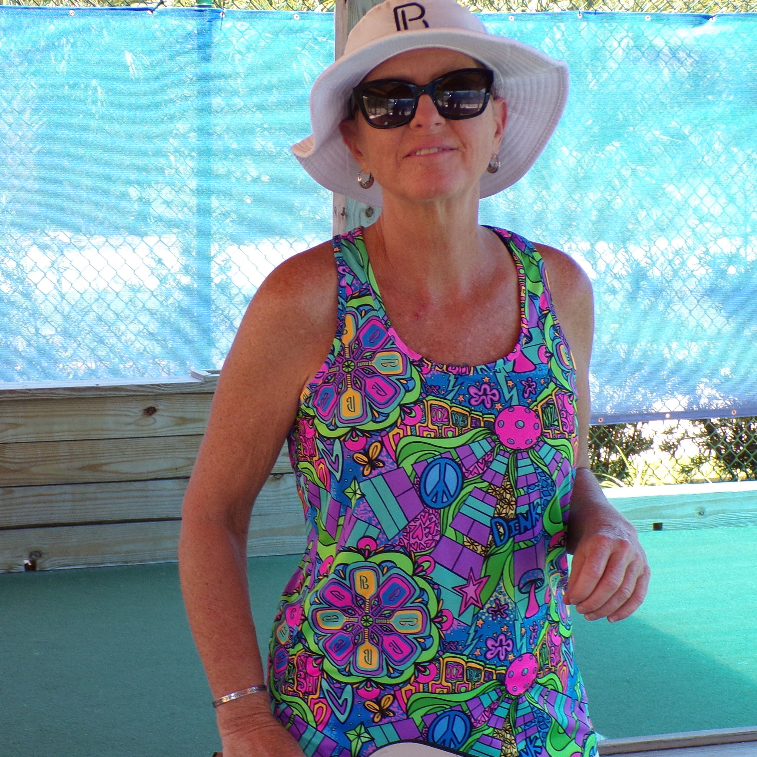 Pickleball Bella Racerback Tank Groovy
