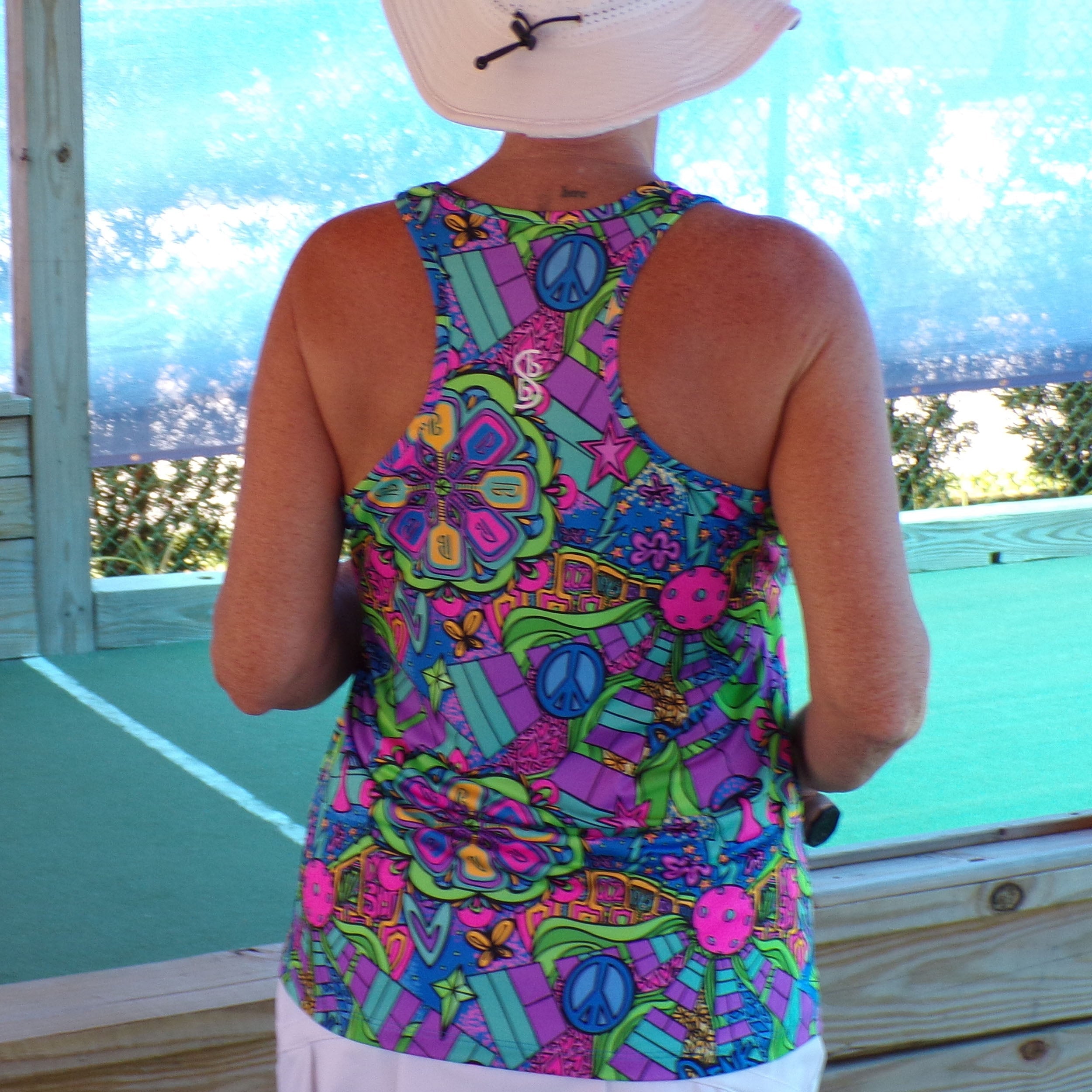 Pickleball Bella Racerback Tank Groovy