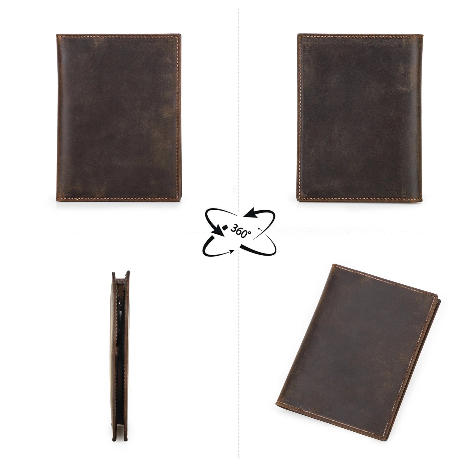 Genuine Cow Leather Passport Holder Travel Wallet with Airtag Case