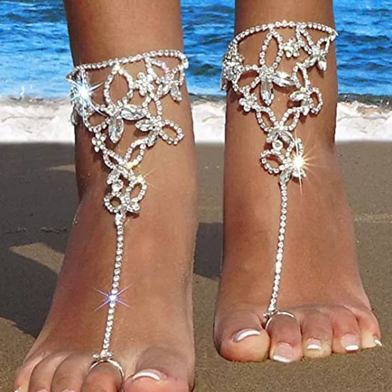 Adjustable Chain Butterfly Barefoot Sandals