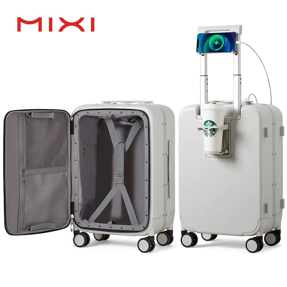 Mixi Aluminum Frame Suitcase Carry On Rolling Luggage