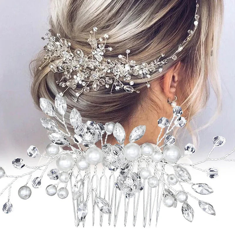 Elegant Handmade Tiara Wedding Hair Comb