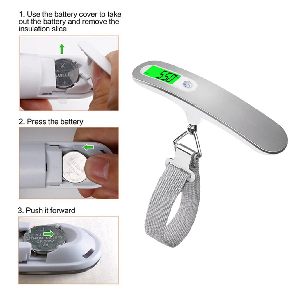 50kg/110lb Hand Held Digital Luggage Scale LCD Electronic Hanging Belt