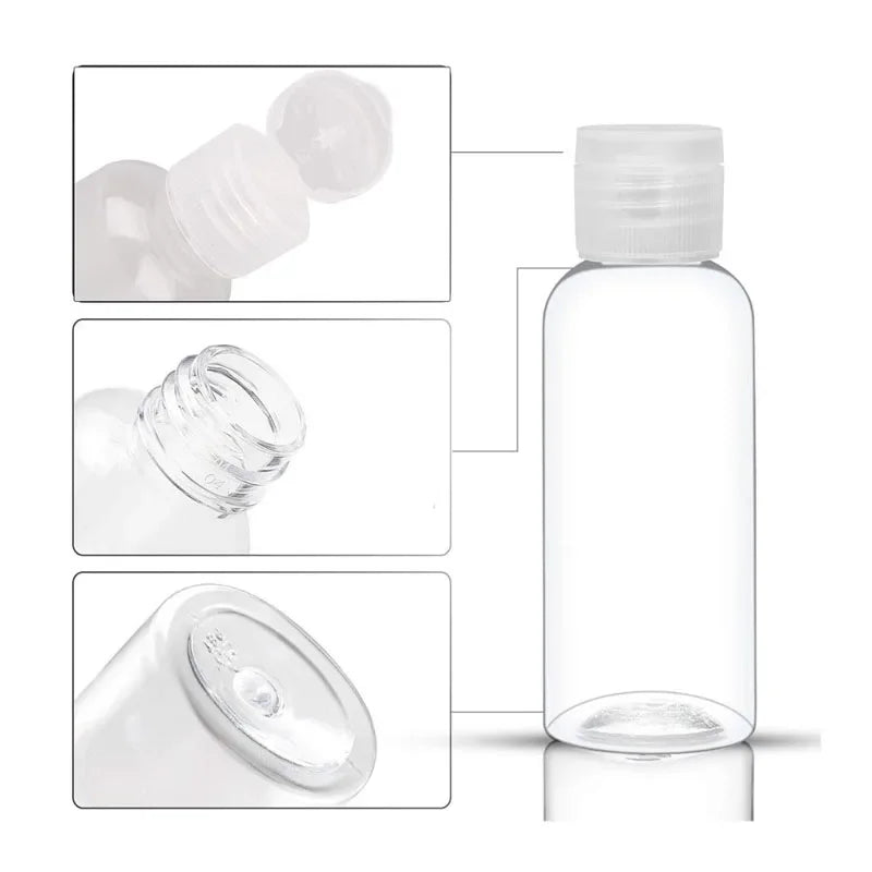 Clear Empty Plastic Travel Size Bottles w/ Flip