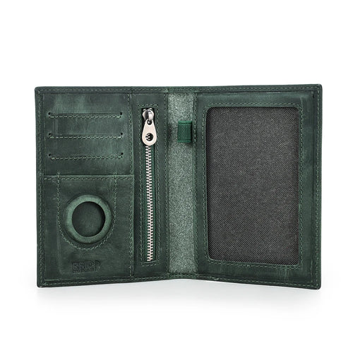 Genuine Cow Leather Passport Holder Travel Wallet with Airtag Case