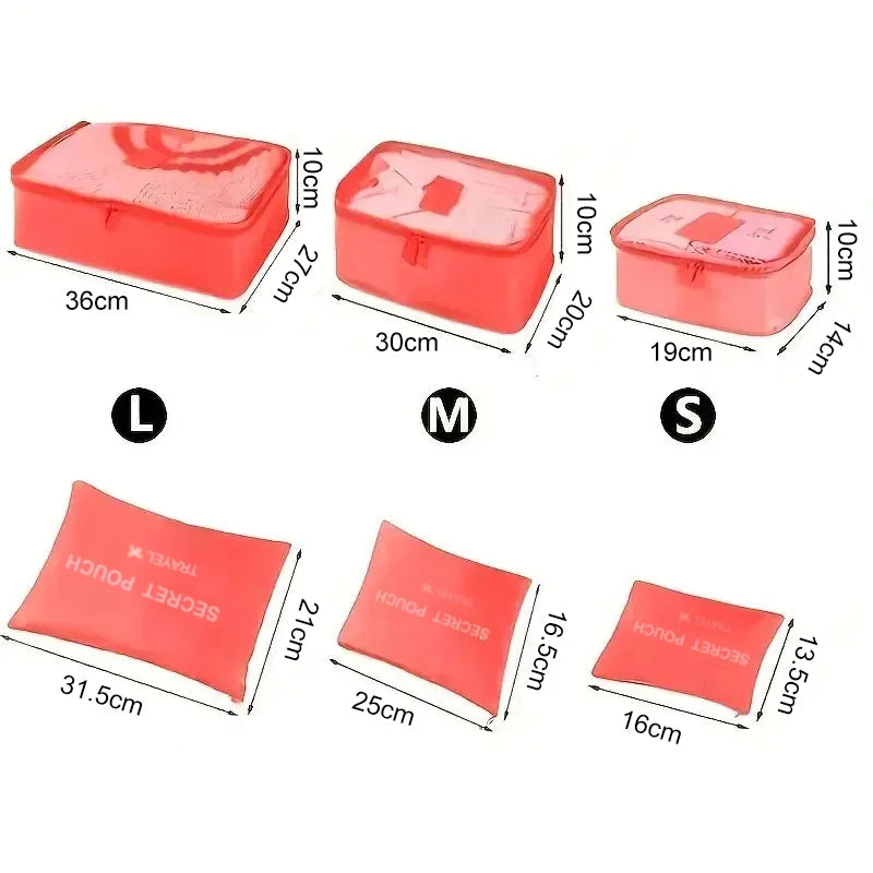 Six Piece Travel Luggage Storage Bags