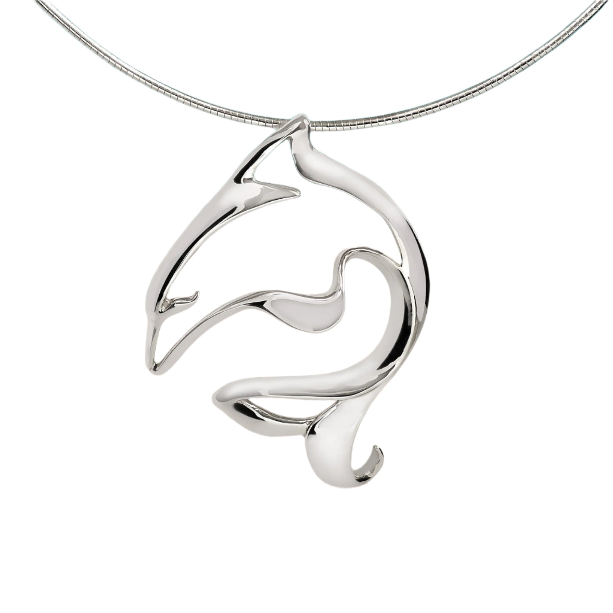 Dolphin Pendant Necklace Sterling Silver