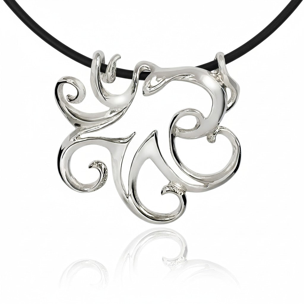 Big Blue Octopus Necklace Pewter Pendant