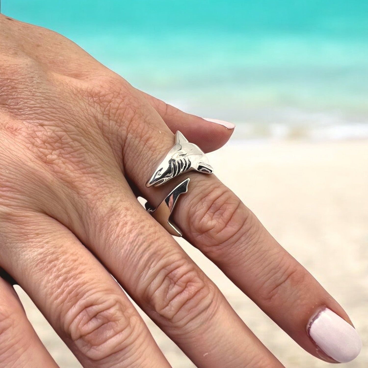 Sterling Silver Adjustable Shark Ring